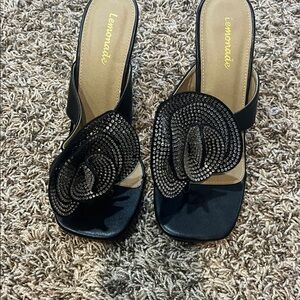 Lemonade Black Embellished Sandals